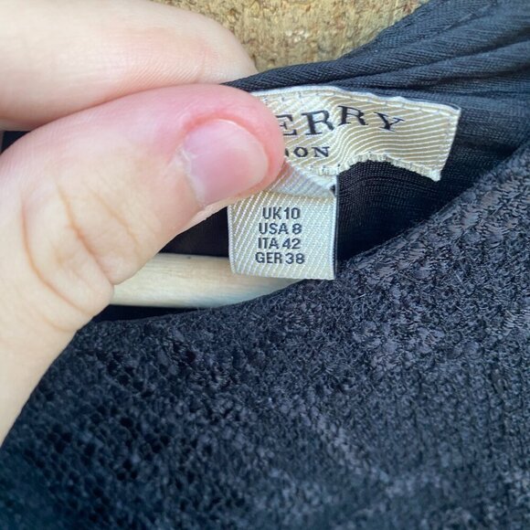 Burberry London Floral Zip Dress Black Mohair Pattern Size 8 - Picture 10 of 16